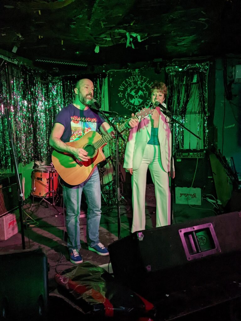 Bransby and Rosa Lennox on stage at The Windmill in Brixton